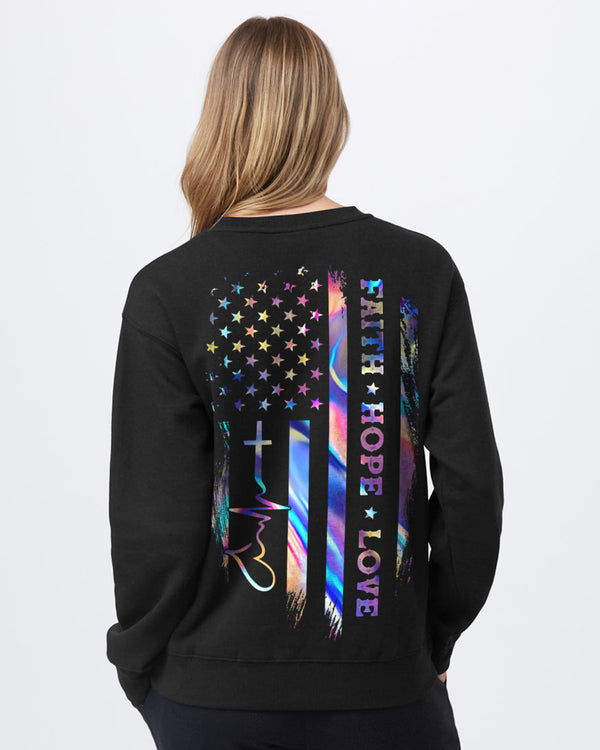 Faith Hope Love Colorful Flag Women's Christian Sweatshirt