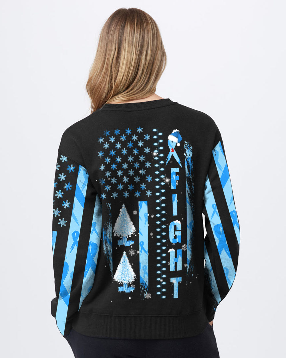 Fight Christmas Flag Women's Diabetes Awareness Sweatshirt