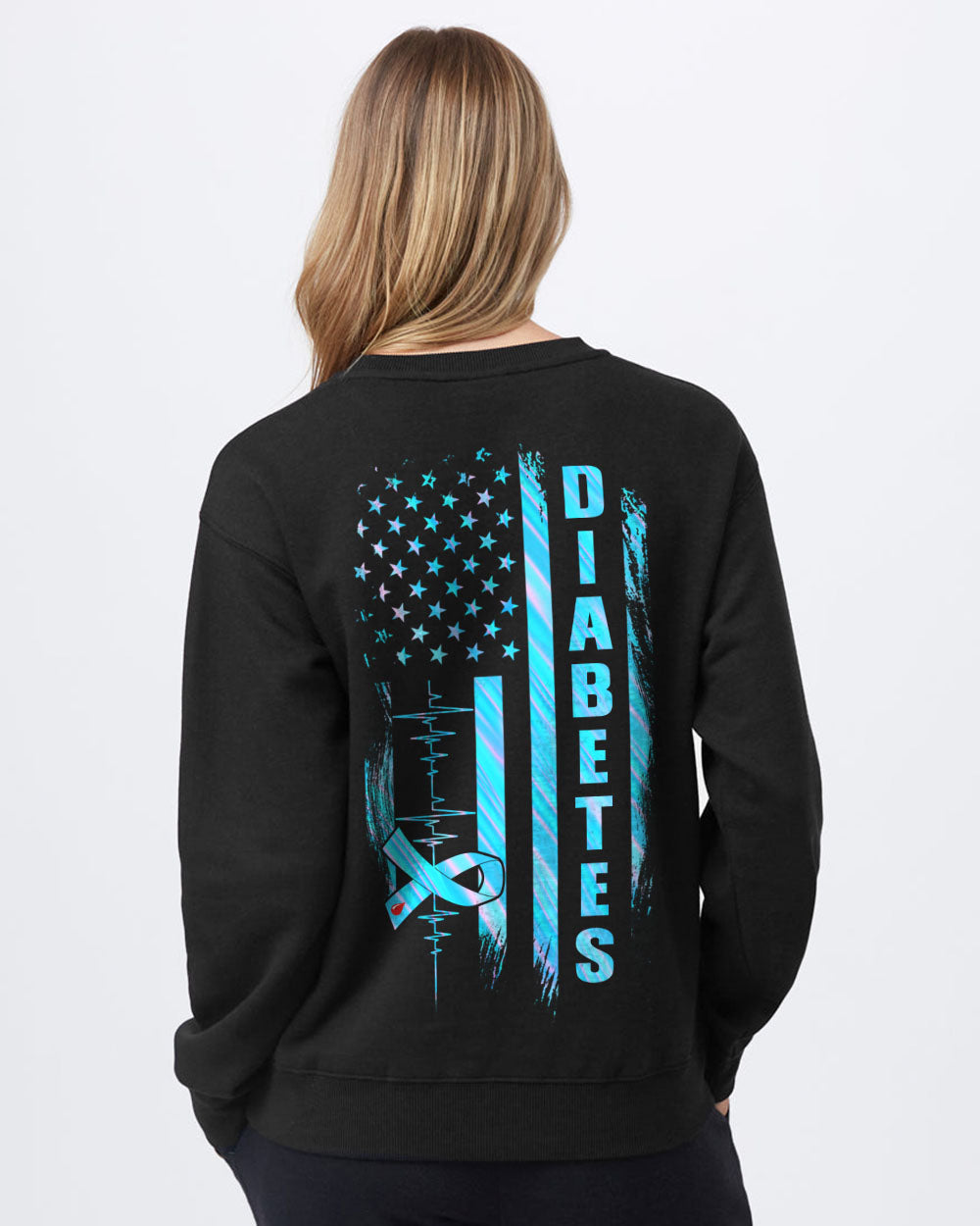 Holographic Flag Ribbon Heart Beat Women's Suicide Prevention Awareness Sweatshirt