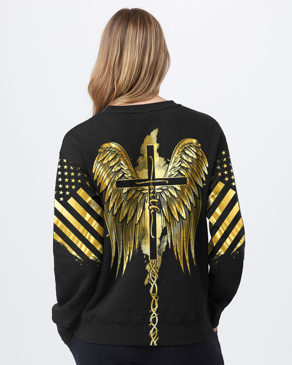 Faith Wings Jesus Gold Women's Christian Sweatshirt