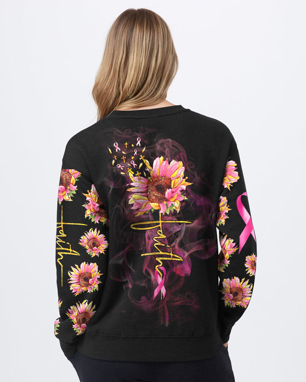 Faith Sunflower Smoke Ribbon Women's Christian Sweatshirt