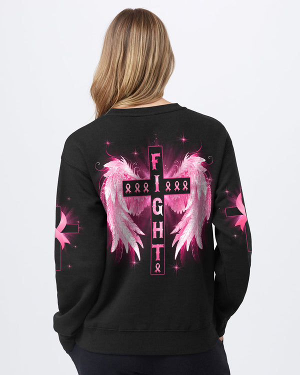 Fight Cross Wings Light Women's Breast Cancer Awareness Sweatshirt