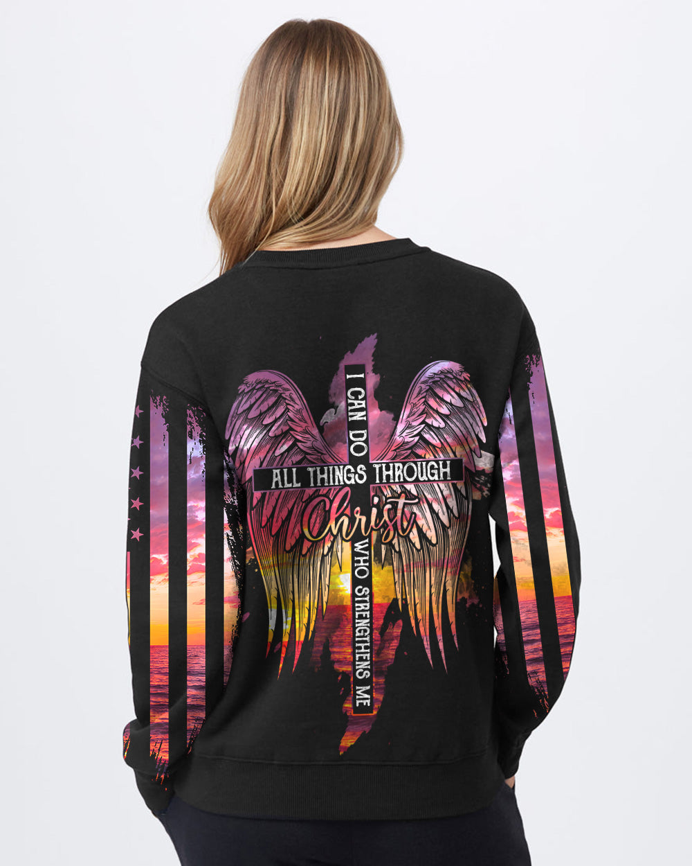 I Can Do All Things Through Christ Sunset Beach Women's Christian Sweatshirt