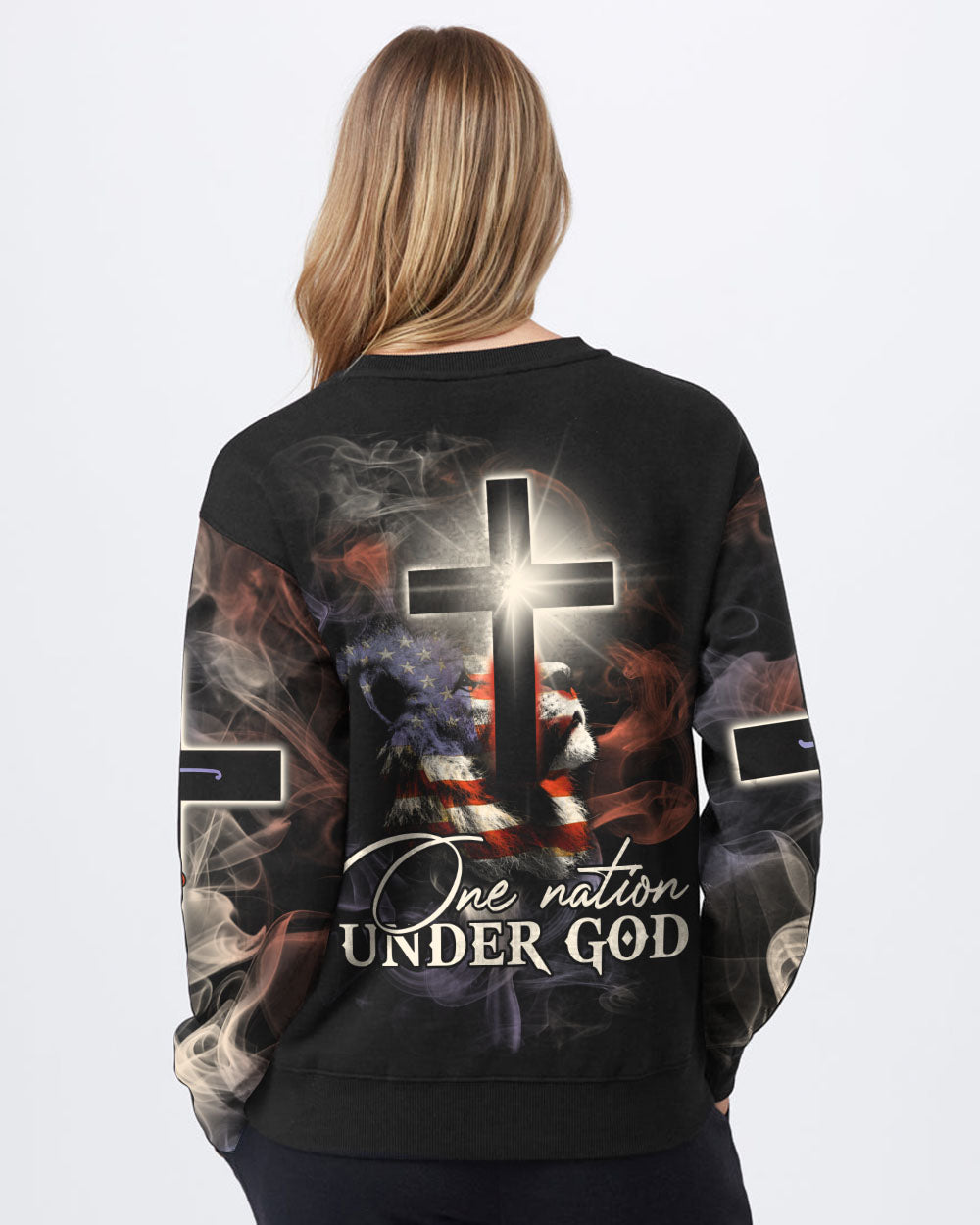 One Nation Under God Lion Light Women's Christian Sweatshirt
