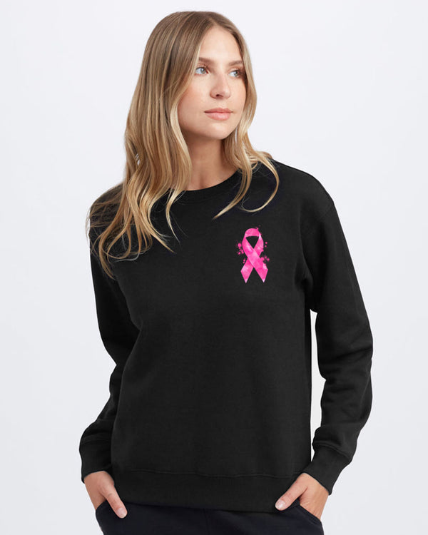 I Am A Breast Cancer Warrior Cross Ribbon Flag Women's Breast Cancer Awareness Sweatshirt