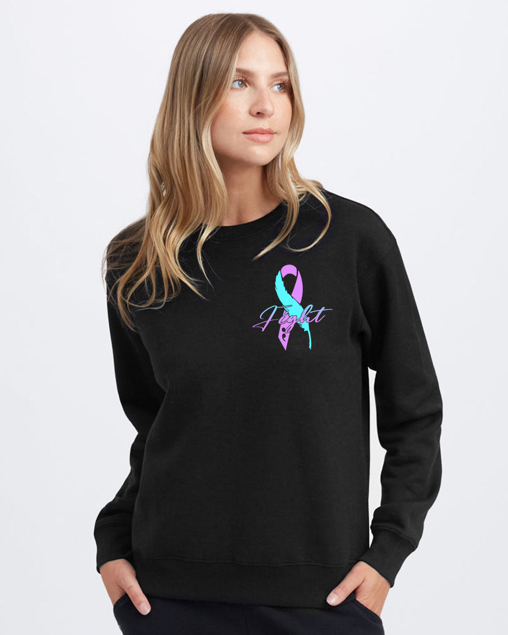 Colorful Ribbon Half Flower Smoke Women's Suicide Prevention Awareness Sweatshirt