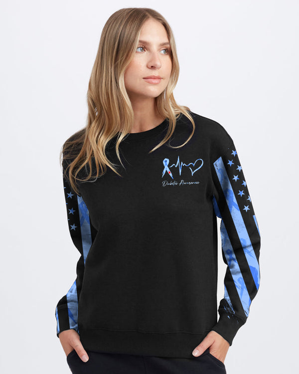 Fight Flag Ribbon Pattern Women's Diabetes Awareness Sweatshirt