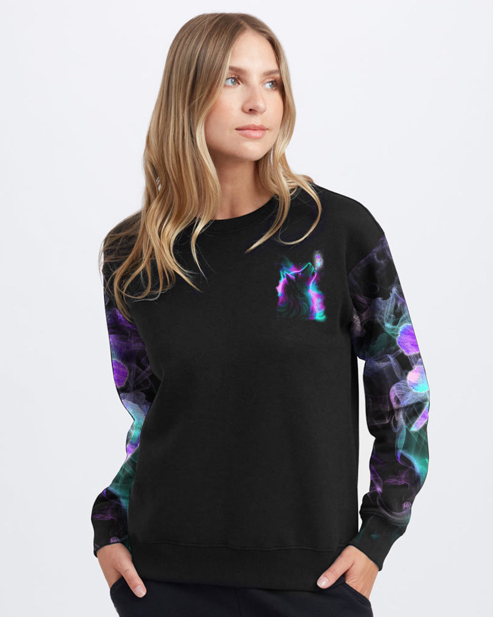 Still Here Still Fighting Wolf Colorful Women's Suicide Prevention Awareness Sweatshirt