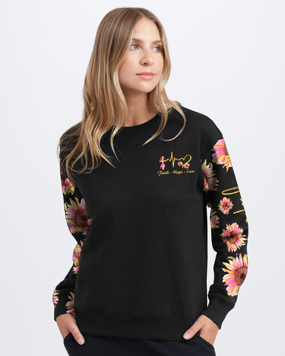 Faith Sunflower Smoke Ribbon Women's Christian Sweatshirt