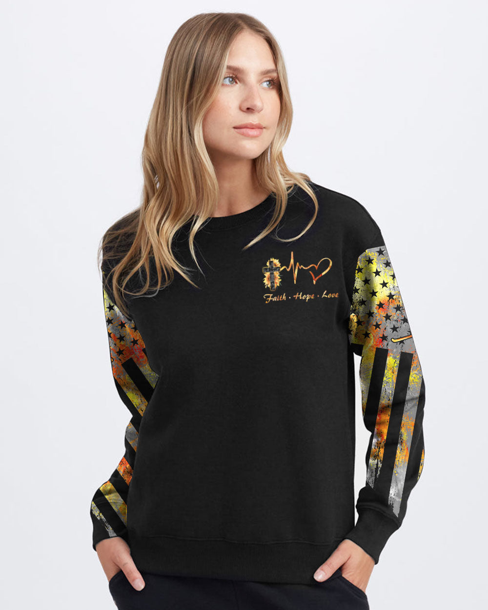 Faith Sunflower Wings Watercolor Women's Christian Sweatshirt