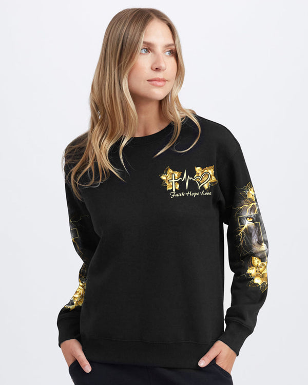 Lion Gold Rose Cross Women's Christian Sweatshirt