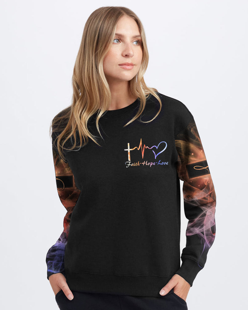 Walk By Faith Not By Sight Lion Cross Women's Christian Sweatshirt
