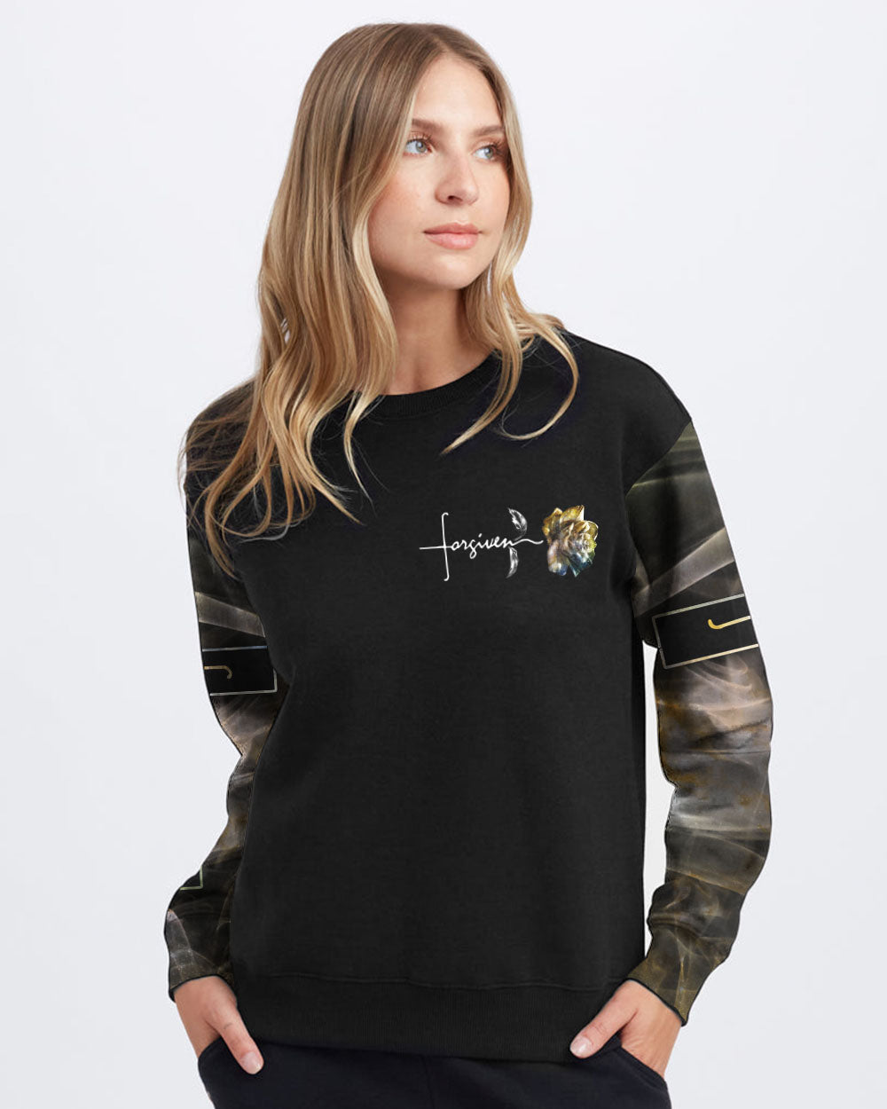 Jesus Rose Forgiven Smoke Women's Christian Sweatshirt
