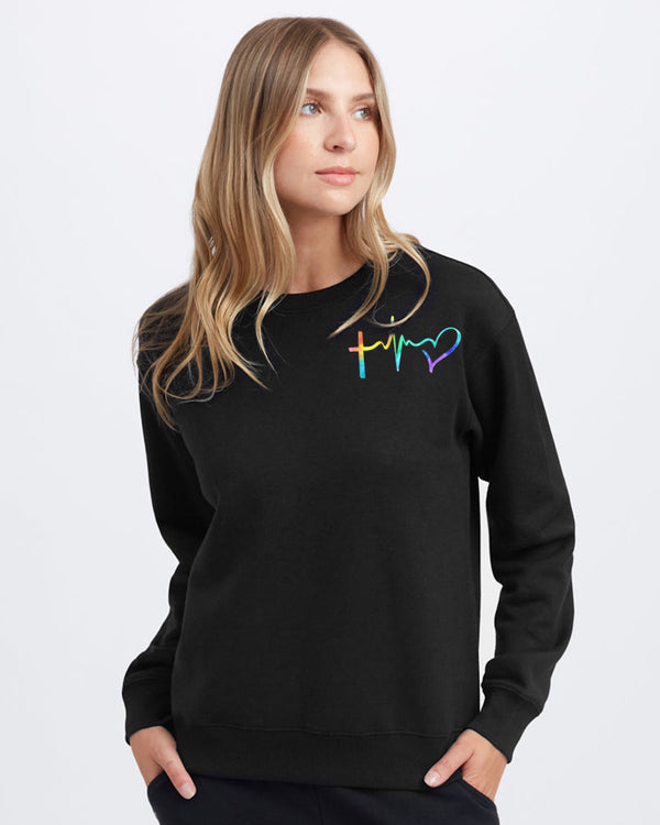 Faith Cross Colorful Watercolor Women's Christian Sweatshirt