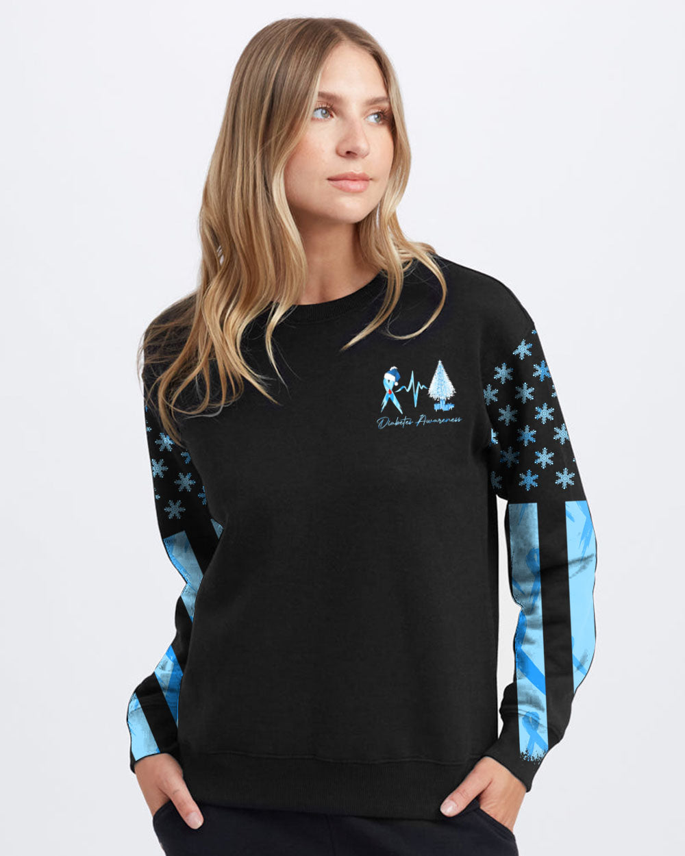 Fight Christmas Flag Women's Diabetes Awareness Sweatshirt