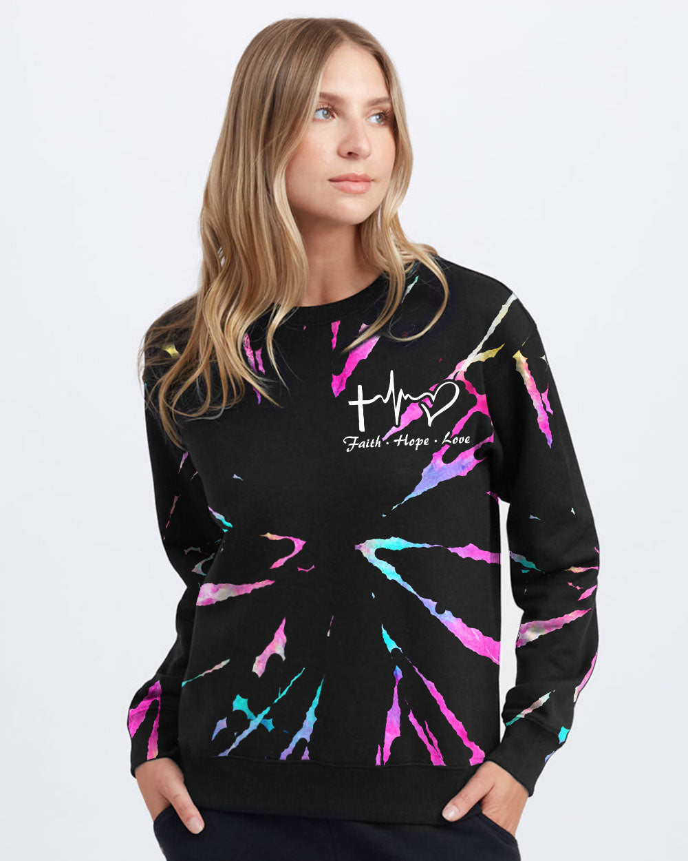Way Maker Miracle Worker Promise Keeper Circle Tie Dye Women's Christian Sweatshirt