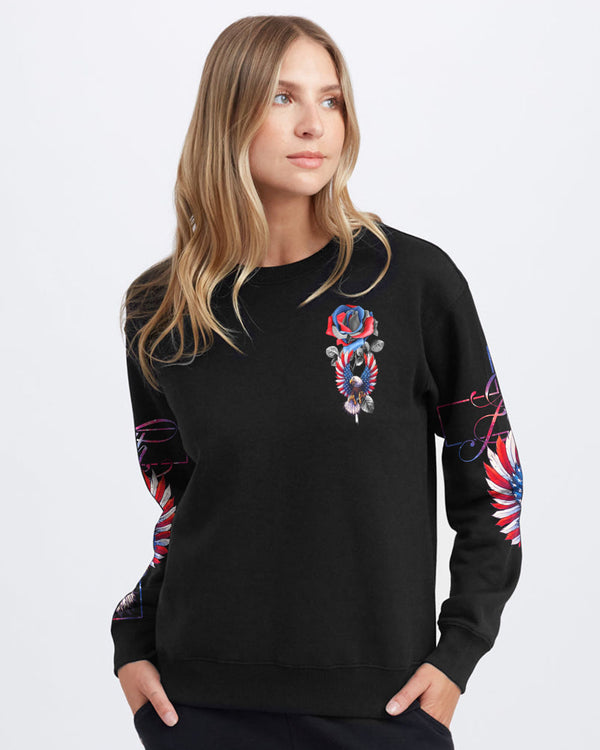 One Nation Under God Eagle Rose Women's Christian Sweatshirt