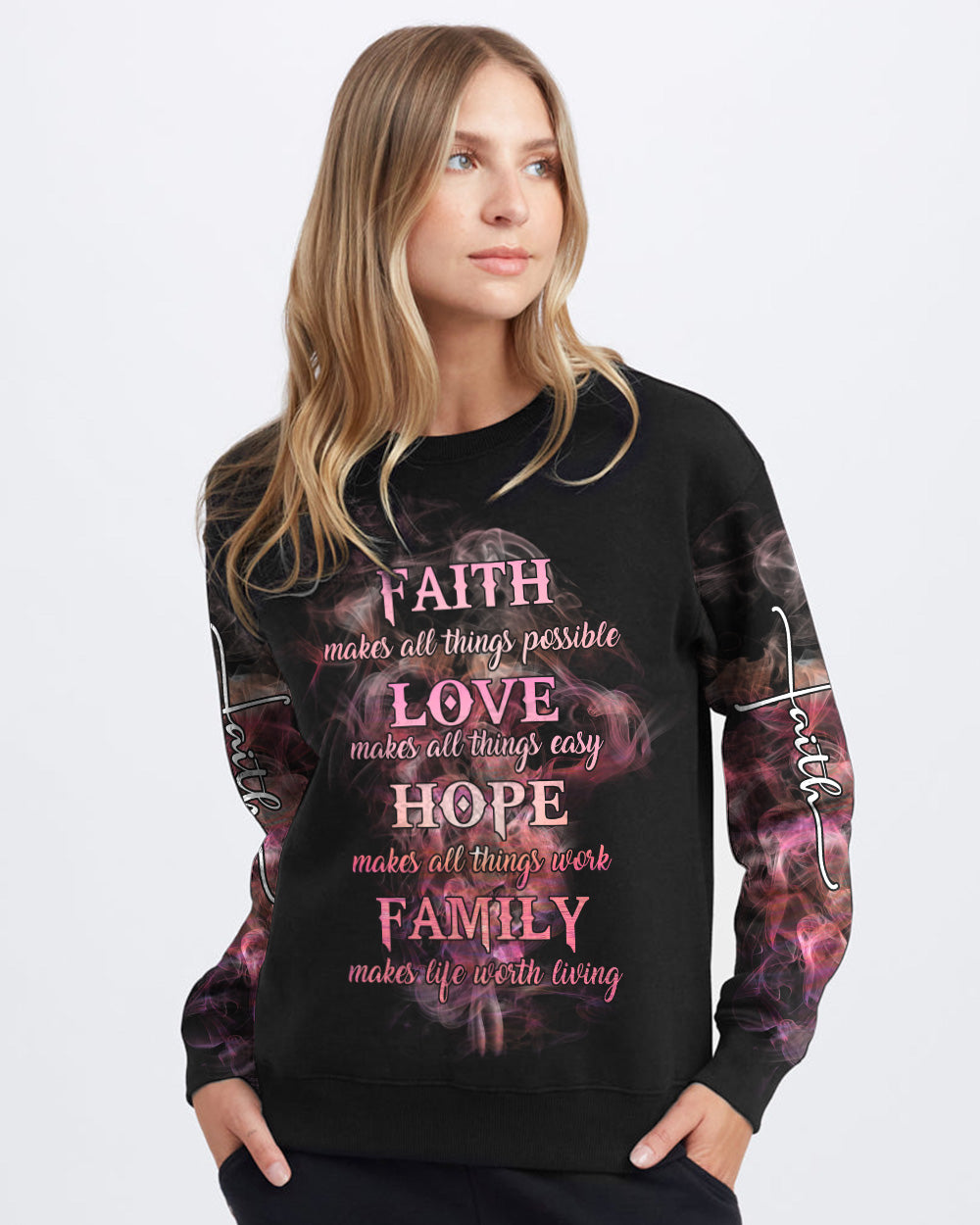 Faith Cross Smoke Women's Christian Sweatshirt