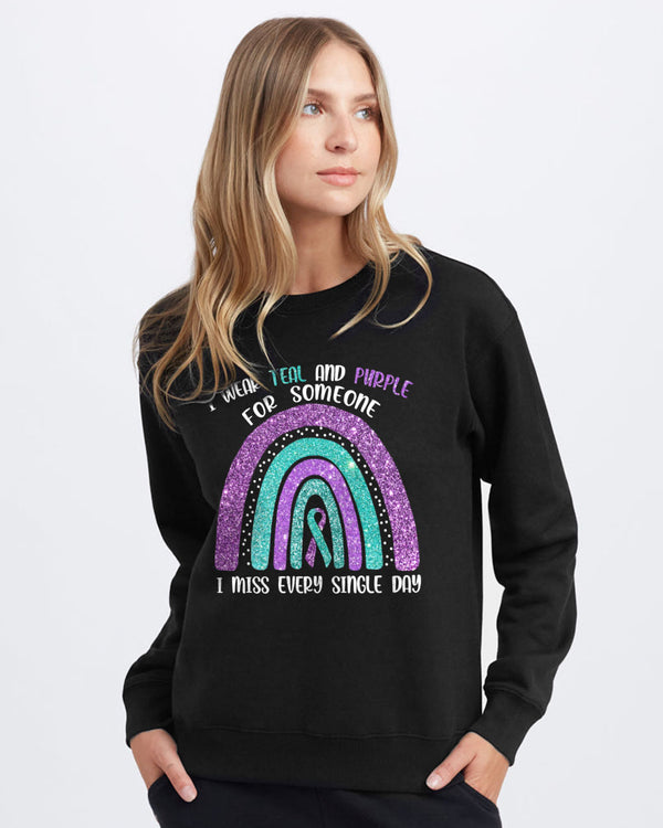 I Wear Teal And Purple For Someone Rainbow Women's Suicide Prevention Awareness Sweatshirt