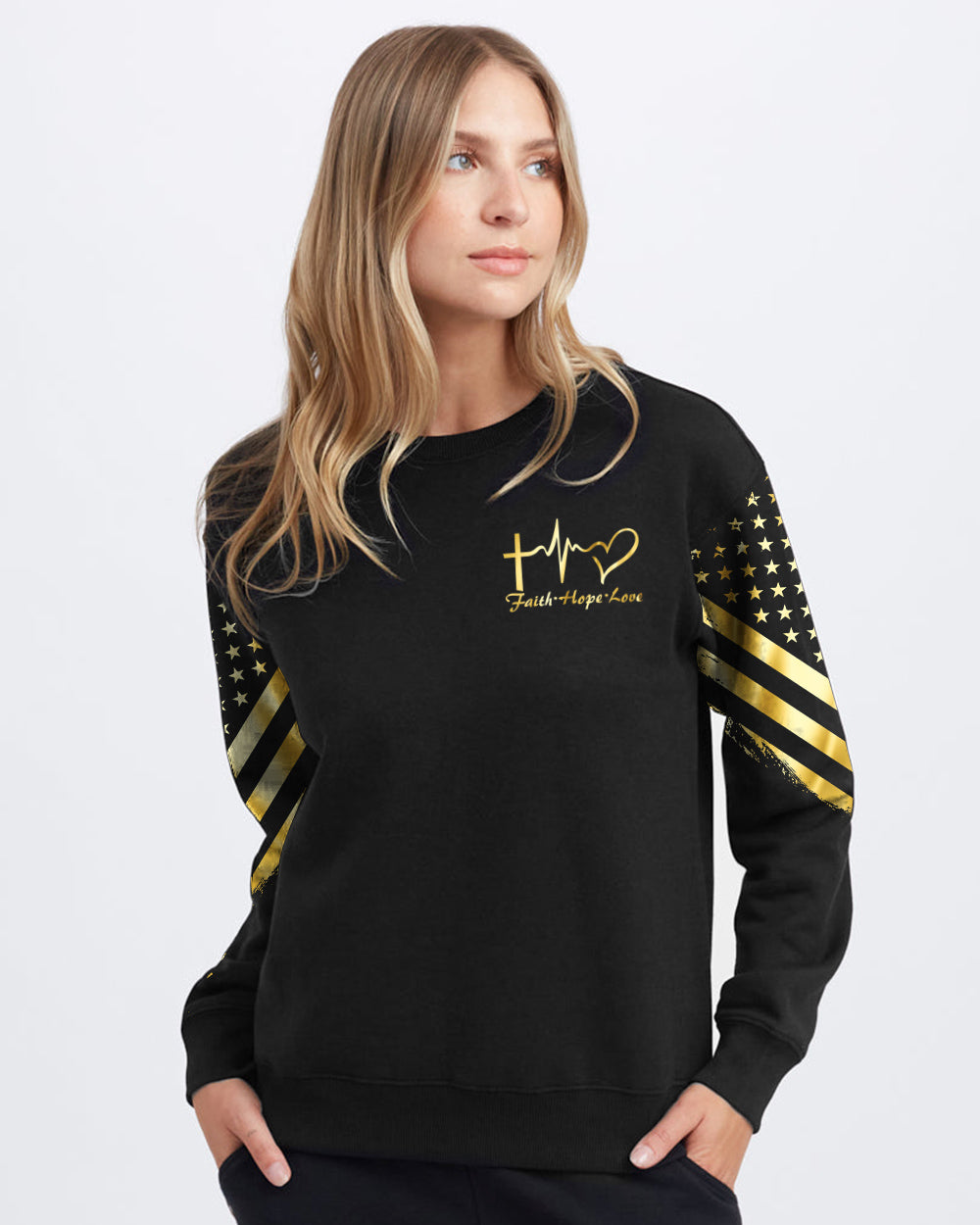Faith Wings Jesus Gold Women's Christian Sweatshirt