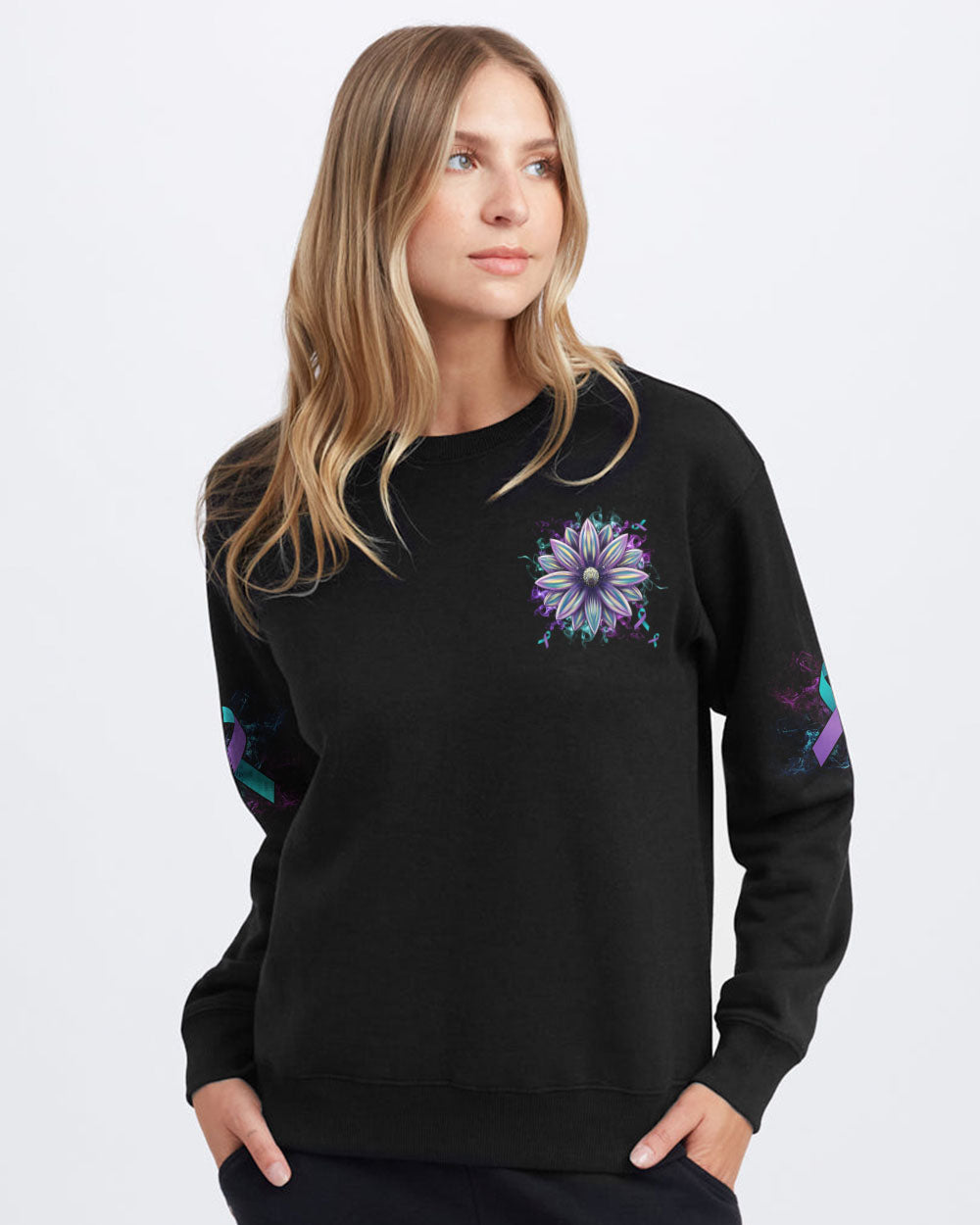 It's Okay If The Only Thing You Can Do Today Is Breathe Flower Women's Suicide Prevention Awareness Sweatshirt
