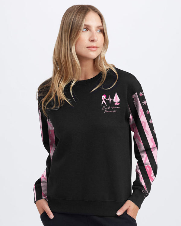 Fight Flag Christmas Tree Women's Breast Cancer Awareness Sweatshirt