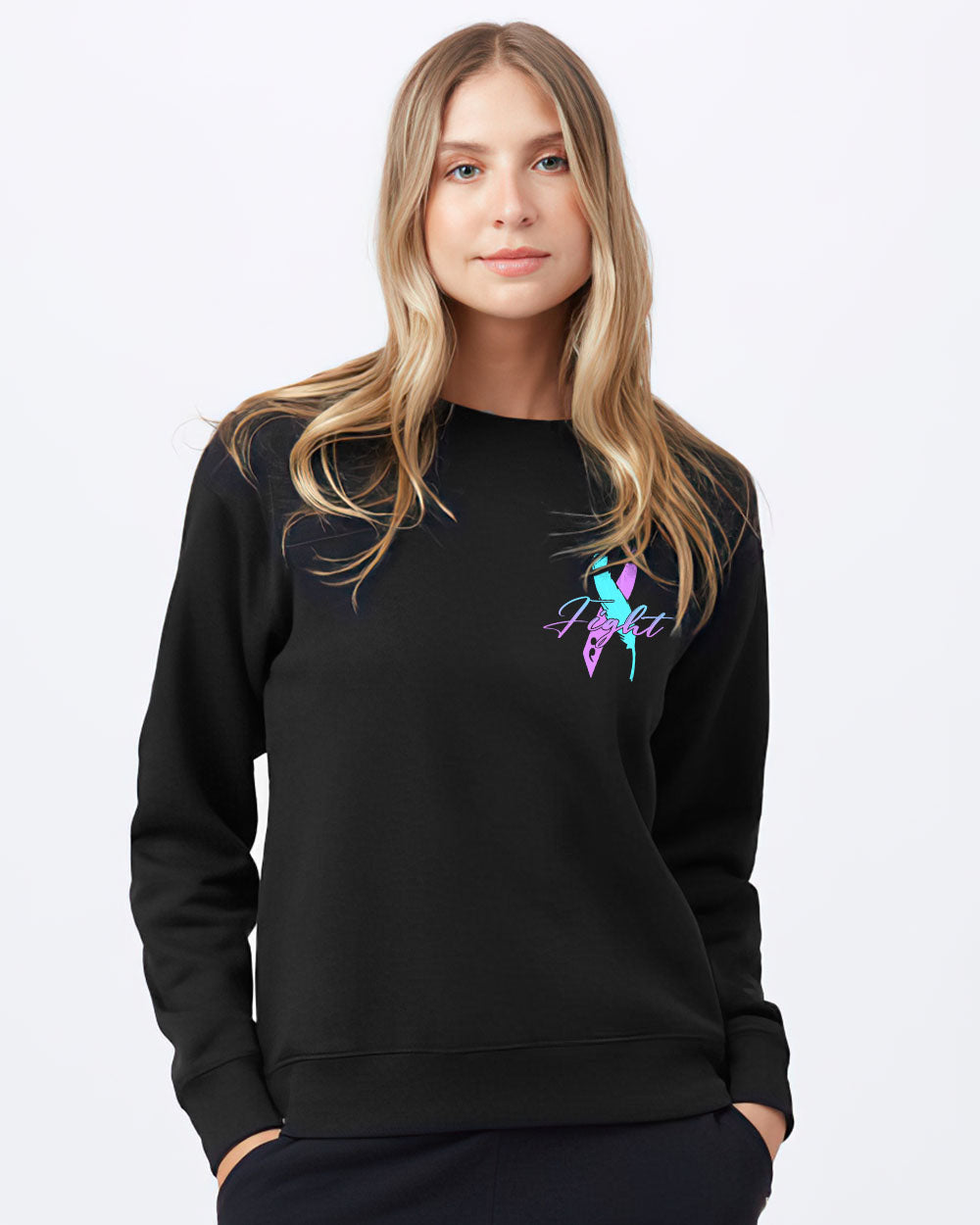 Colorful Ribbon Half Flower Smoke Women's Suicide Prevention Awareness Sweatshirt