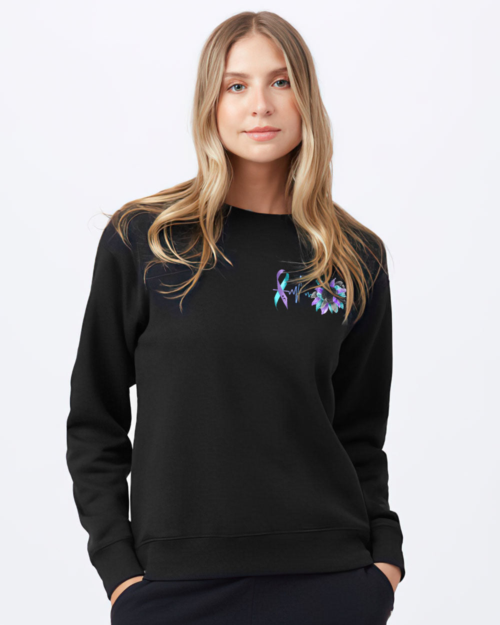 Sunflower Cross Ribbon Flag Women's Suicide Prevention Awareness Sweatshirt