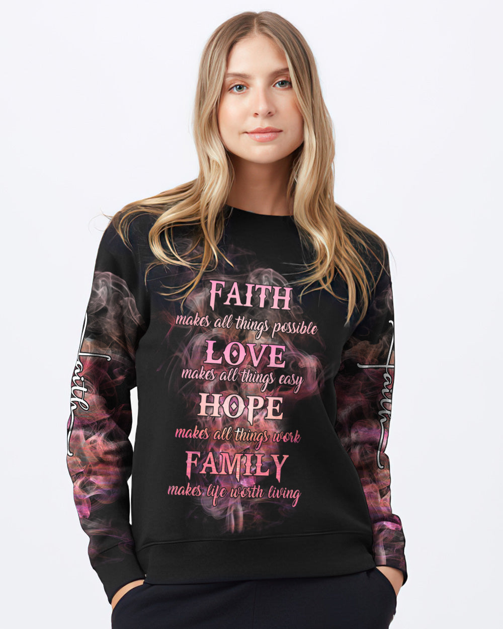 Faith Cross Smoke Women's Christian Sweatshirt