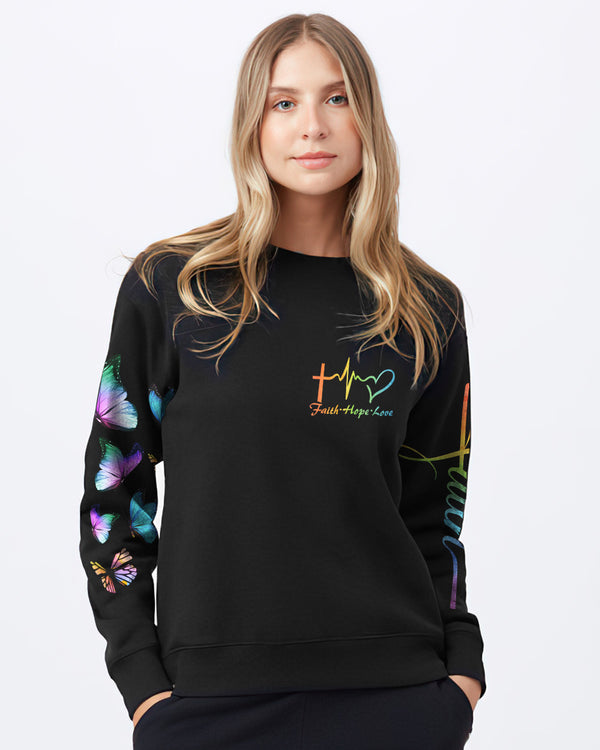 Faith Butterflies Cross Women's Christian Sweatshirt