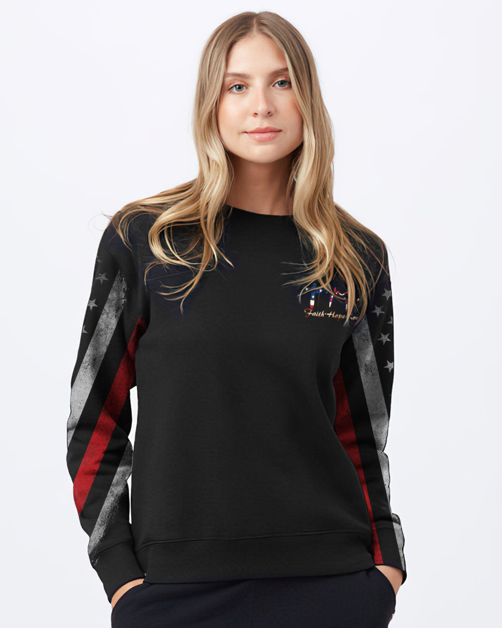 God Bless America Eagle Flag Women's Christian Sweatshirt