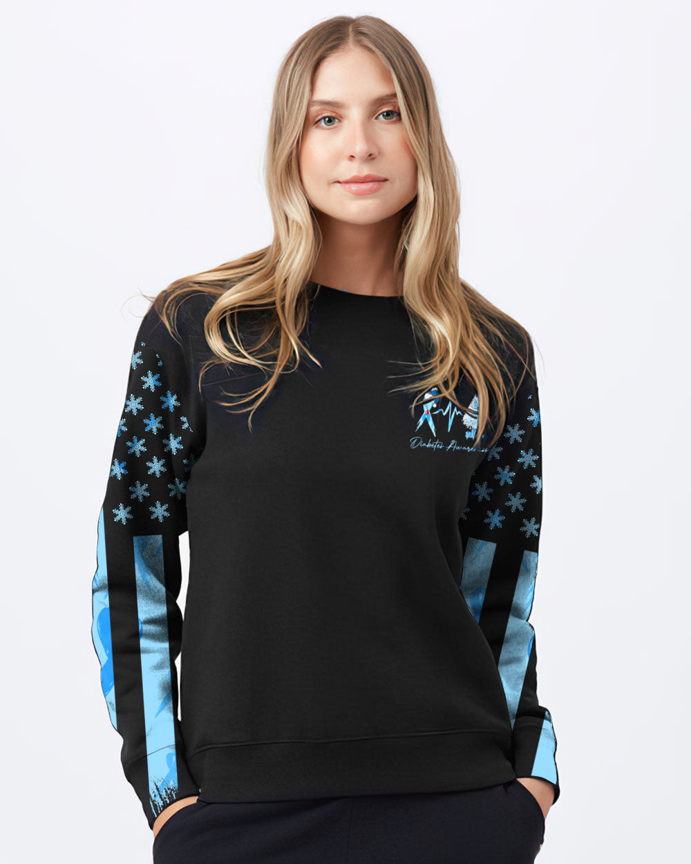 Fight Christmas Flag Women's Diabetes Awareness Sweatshirt