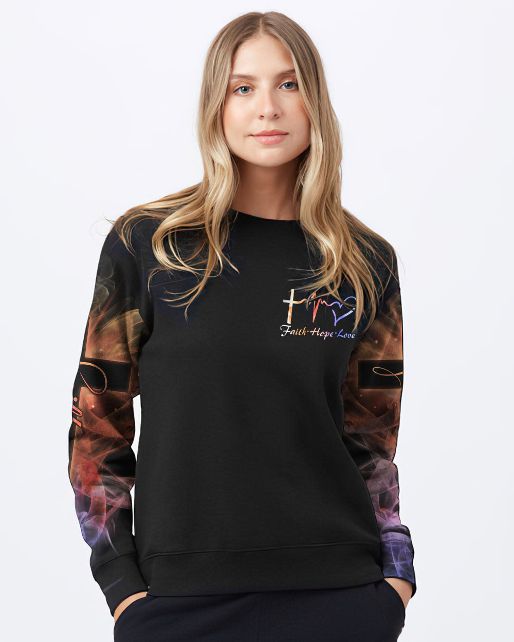 Walk By Faith Not By Sight Lion Cross Women's Christian Sweatshirt