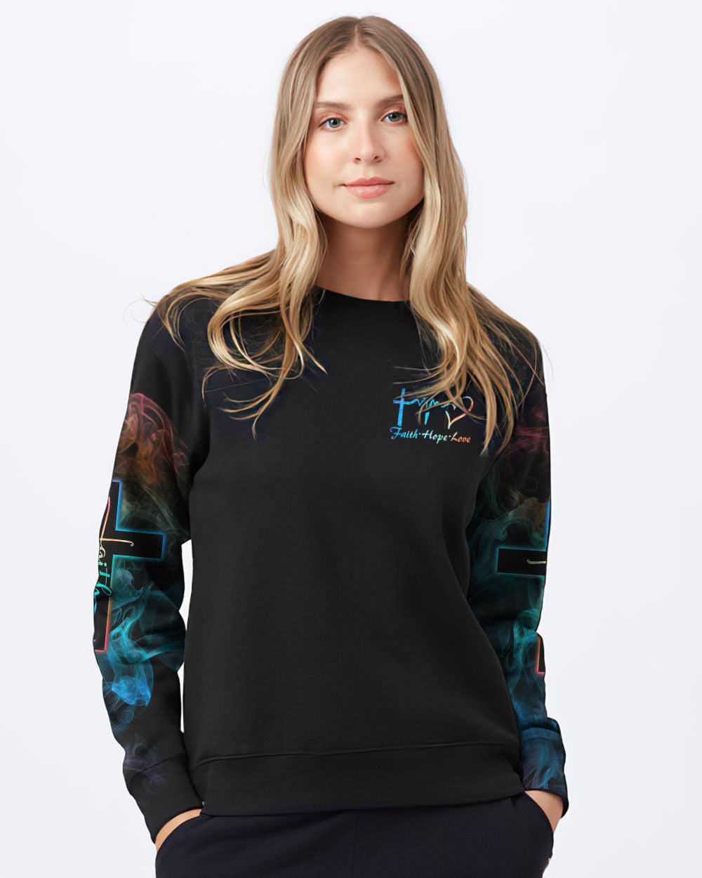 Way Maker Miracle Worker Lion Cross Light Colorful Women's Christian Sweatshirt