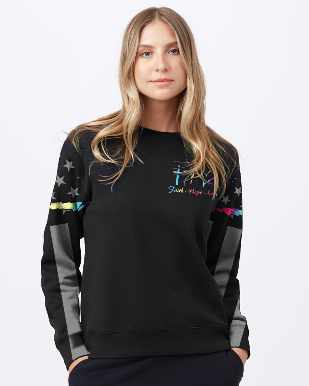 Rooted In Christ Colorful Smoke Women's Christian Sweatshirt