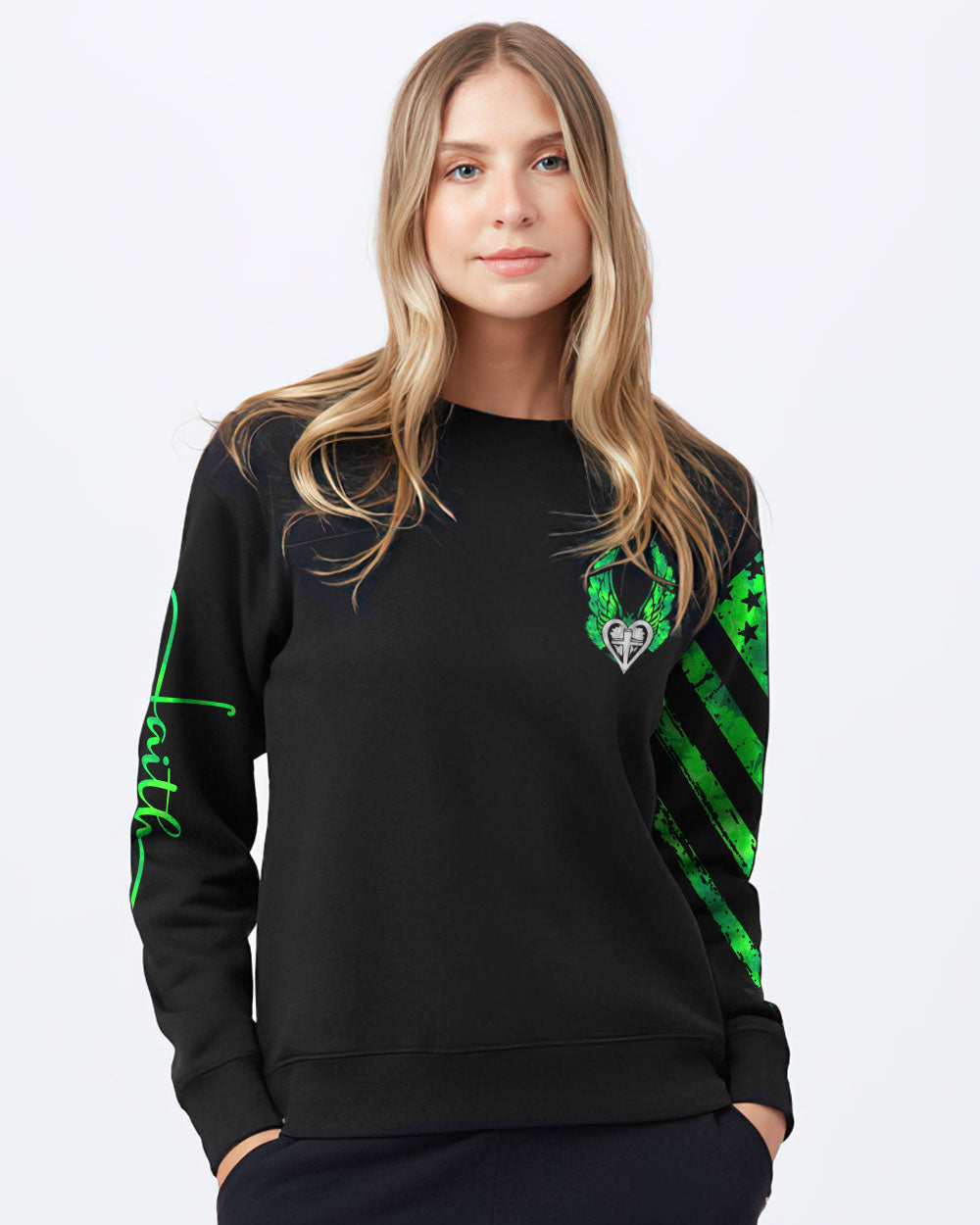 I Don't Need Luck I've Got Jesus Cross Wings Women's Christian Sweatshirt