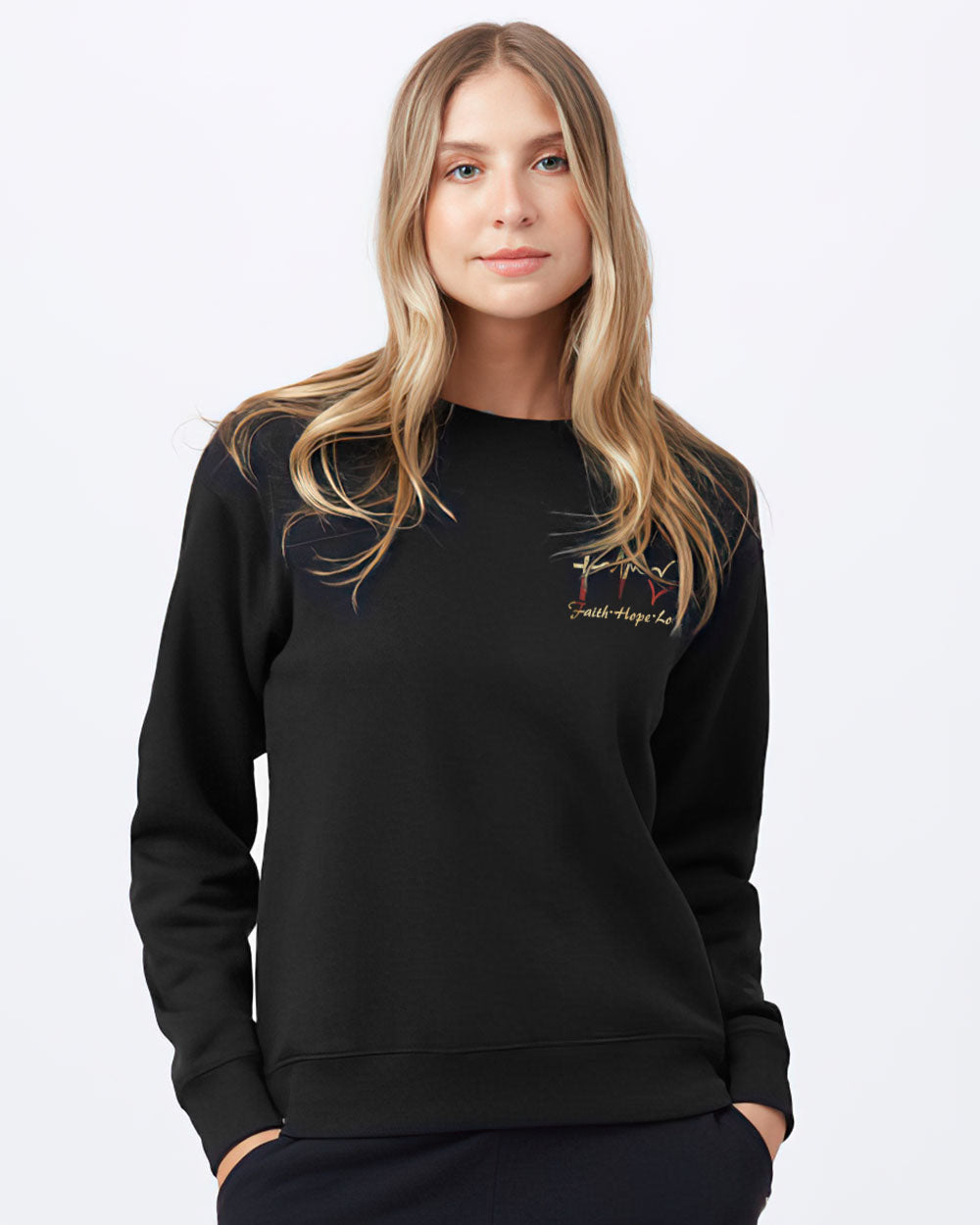 Faith Over Fear Vintage America Flag Wings Women's Christian Sweatshirt