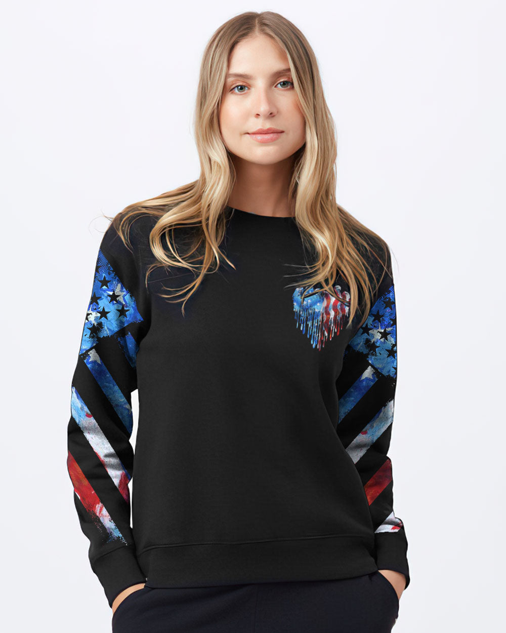 One Nation Under God Cross Eagle Melt Women's Christian Sweatshirt