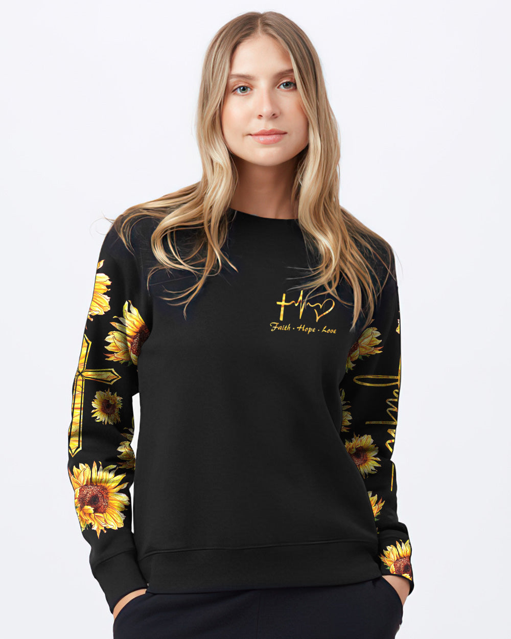Faith Over Fear Sunflower Women's Christian Sweatshirt
