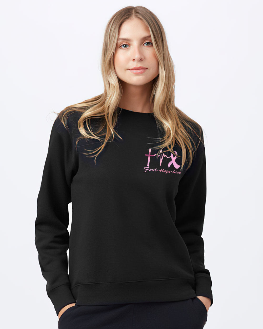 Fight Pink Ribbons Flag Women's Breast Cancer Awareness Sweatshirt