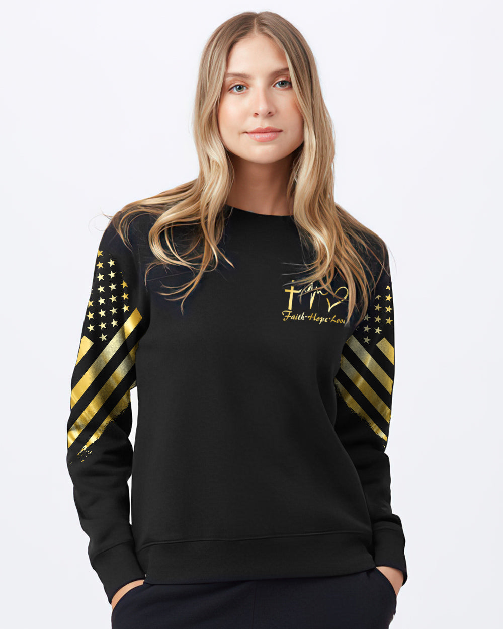 Faith Wings Jesus Gold Women's Christian Sweatshirt