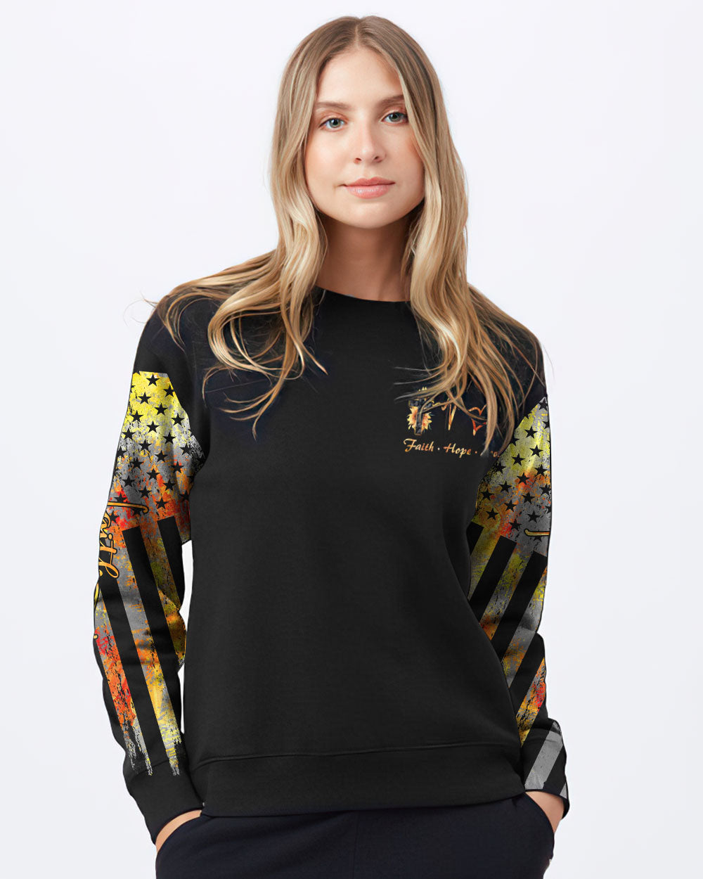 Faith Sunflower Wings Watercolor Women's Christian Sweatshirt