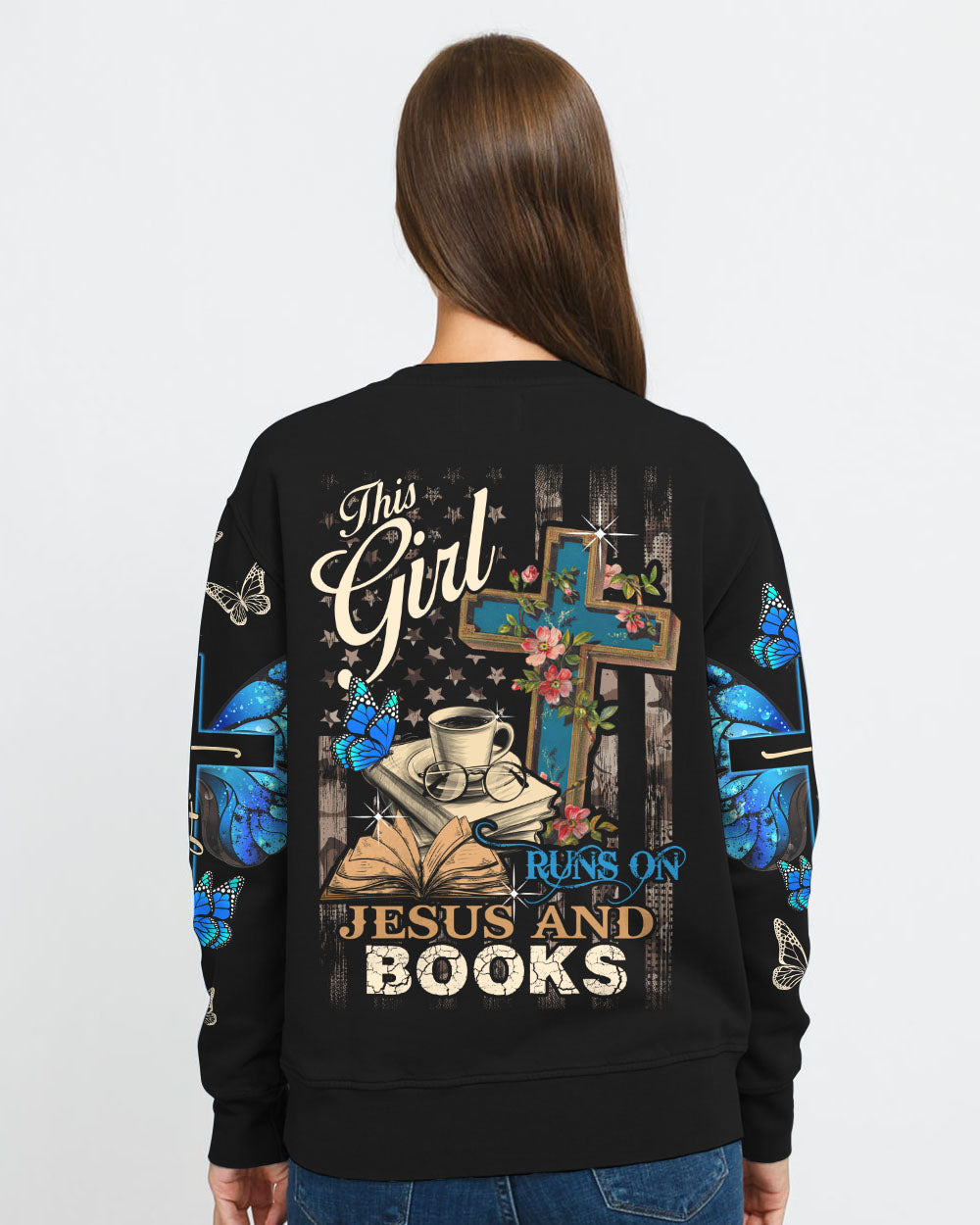 This Girl Runs On Jesus And Books Women's Christian Sweatshirt