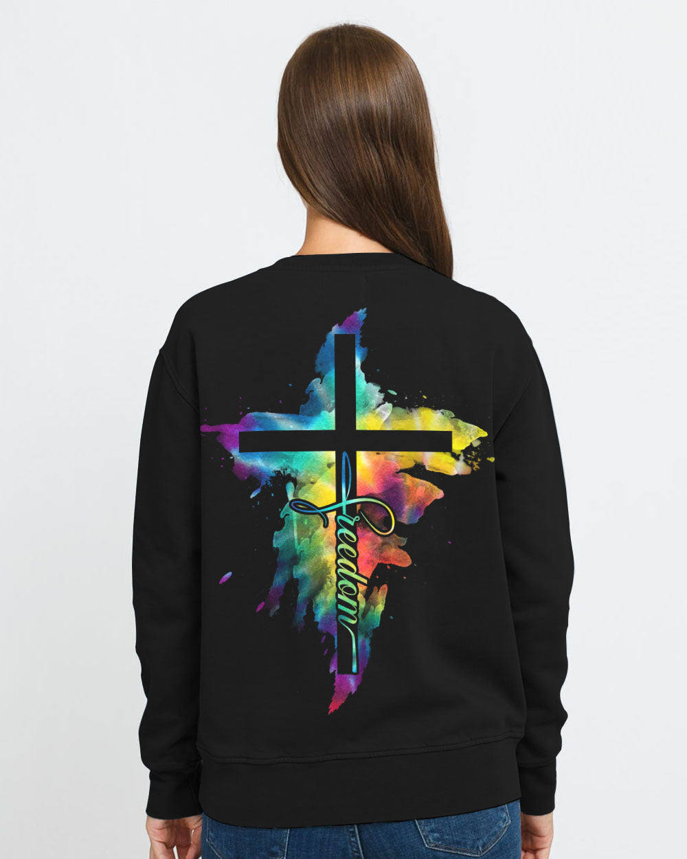 Freedom Cross Painting Women's Christian Sweatshirt