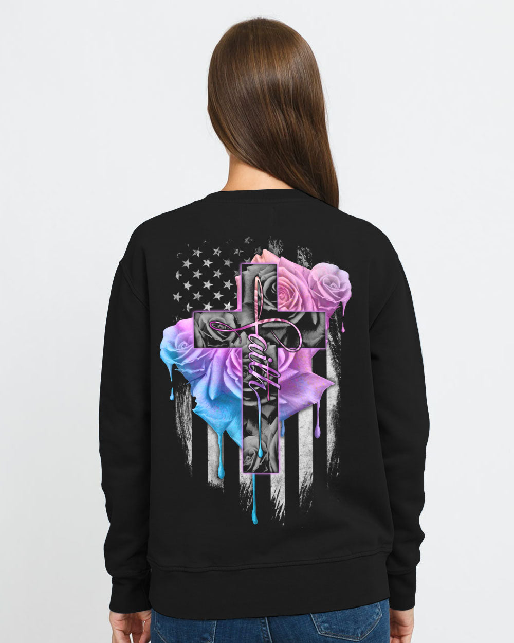 Faith Rose Watercolor Women's Christian Sweatshirt