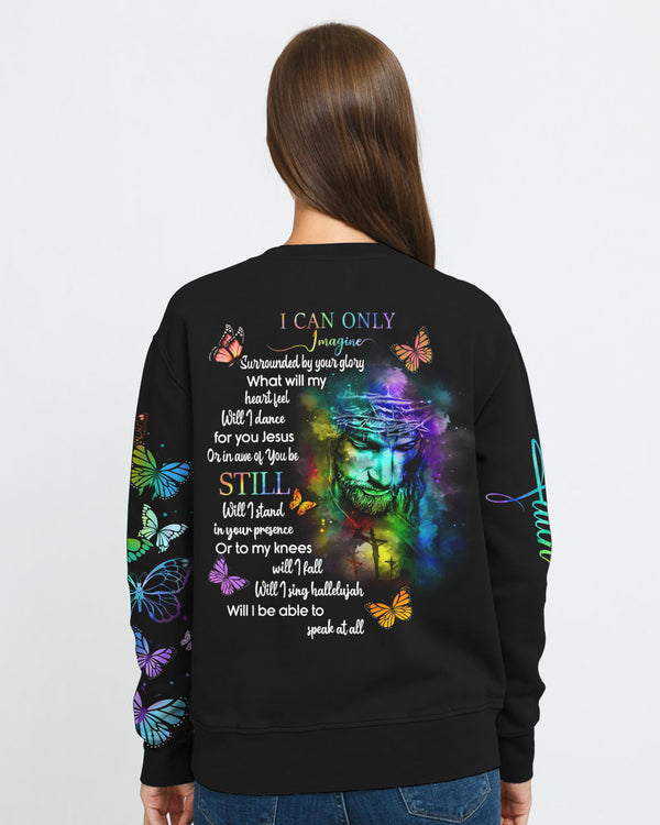I Can Only Imagine Colorful Jesus Painting Women's Christian Sweatshirt