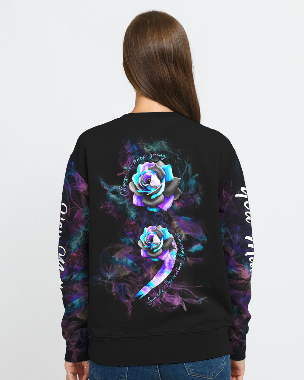 Choose To Keep Going Rose Women's Suicide Prevention Awareness Sweatshirt