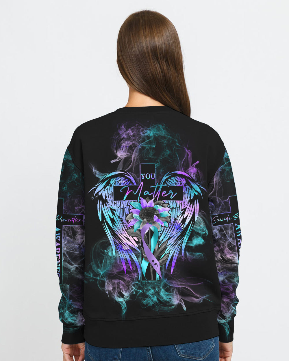 You Matter Sunflower Ribbon Wings Women's Suicide Prevention Awareness Sweatshirt