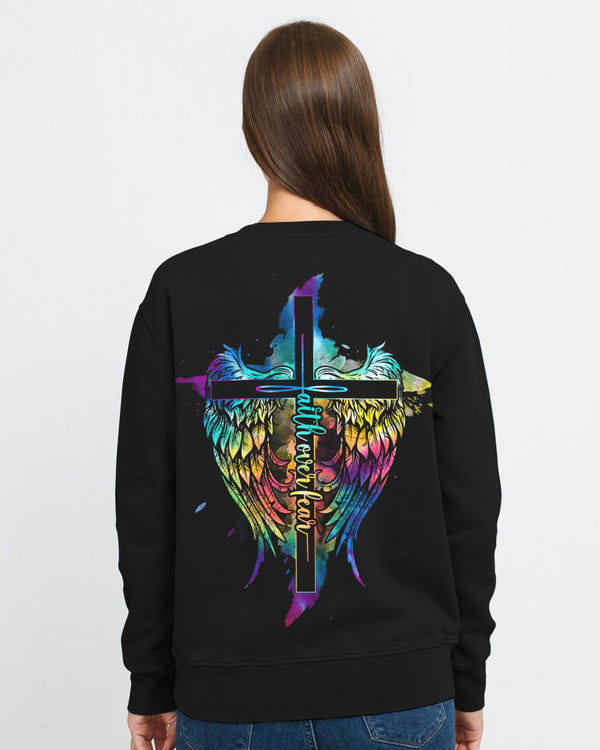 Faith Over Fear Wings Colorful Women's Christian Sweatshirt