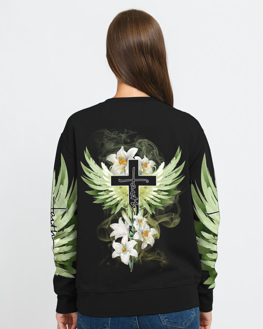 Faith Cross Lily Women's Christian Sweatshirt